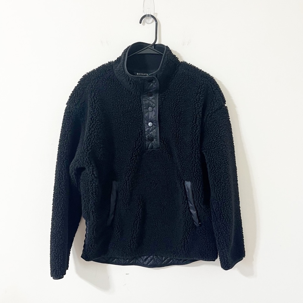 Athleta Cozy Sherpa Snap Sweatshirt Black Size Medium - Picture 4 of 14